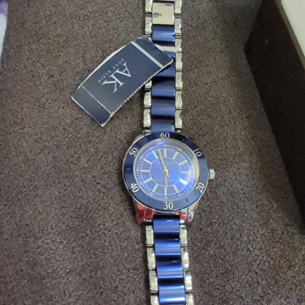 Armani Exchange Blue Watch with Two-Tone Bracelet